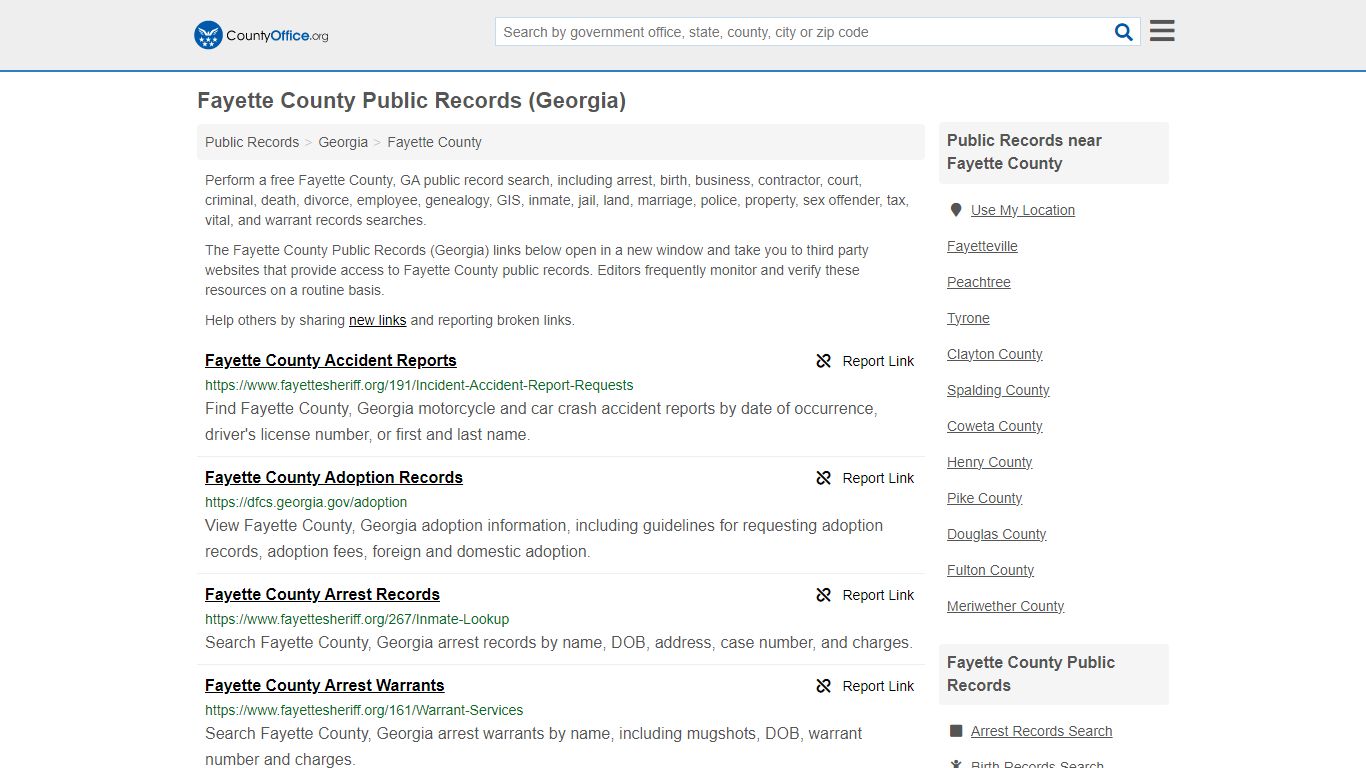 Public Records - Fayette County, GA (Business, Criminal, GIS, Property ...